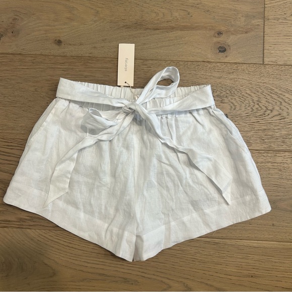 Eberjey White Linen Front Tie Edu Shorts - Picture 4 of 10